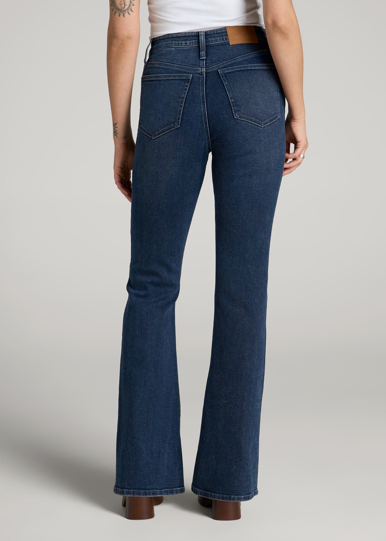 American Tall Outlet | Chloe High Rise Flare Jeans for Tall Women in Faded Dark Indigo