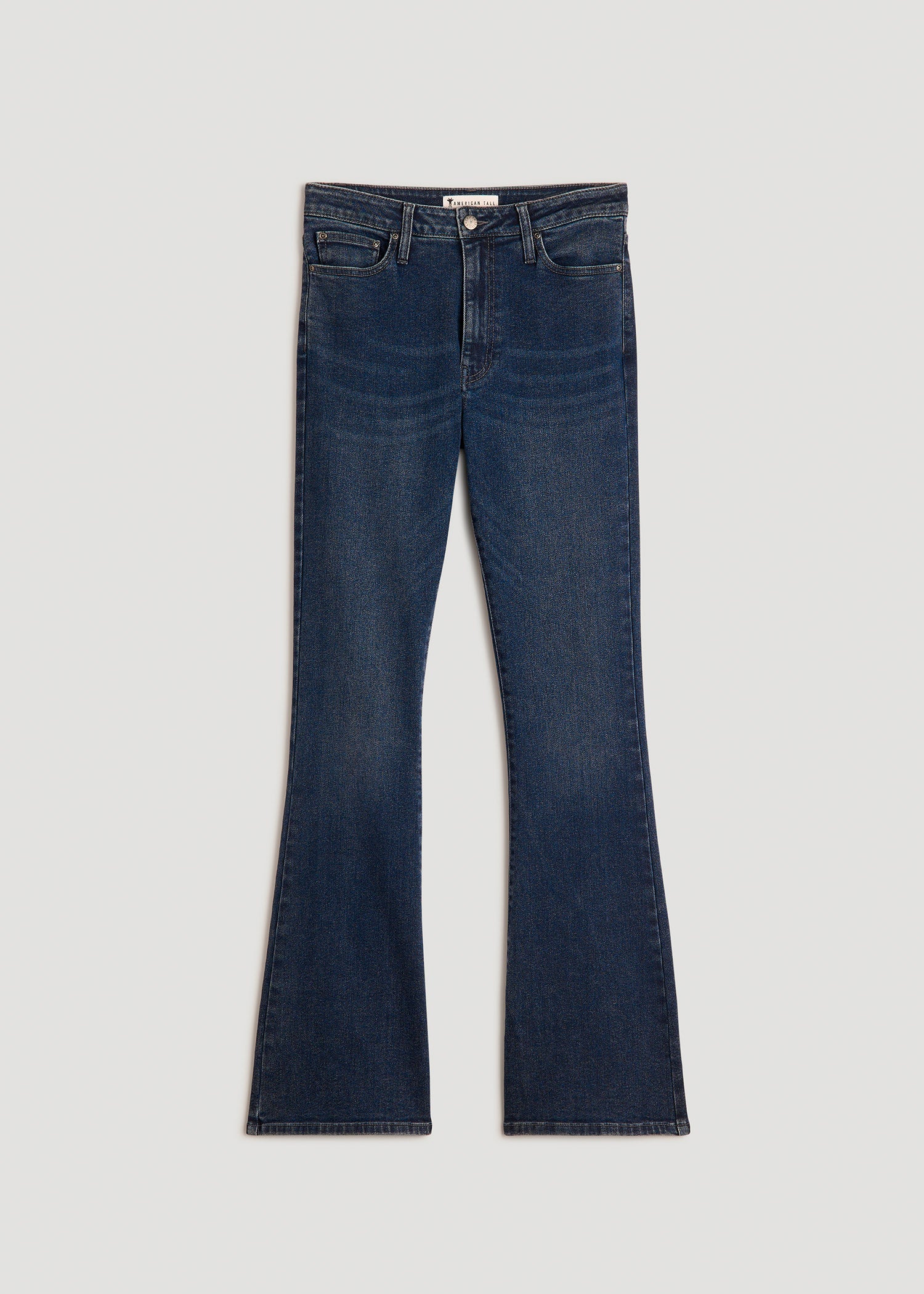 American Tall Outlet | Chloe High Rise Flare Jeans for Tall Women in Faded Dark Indigo