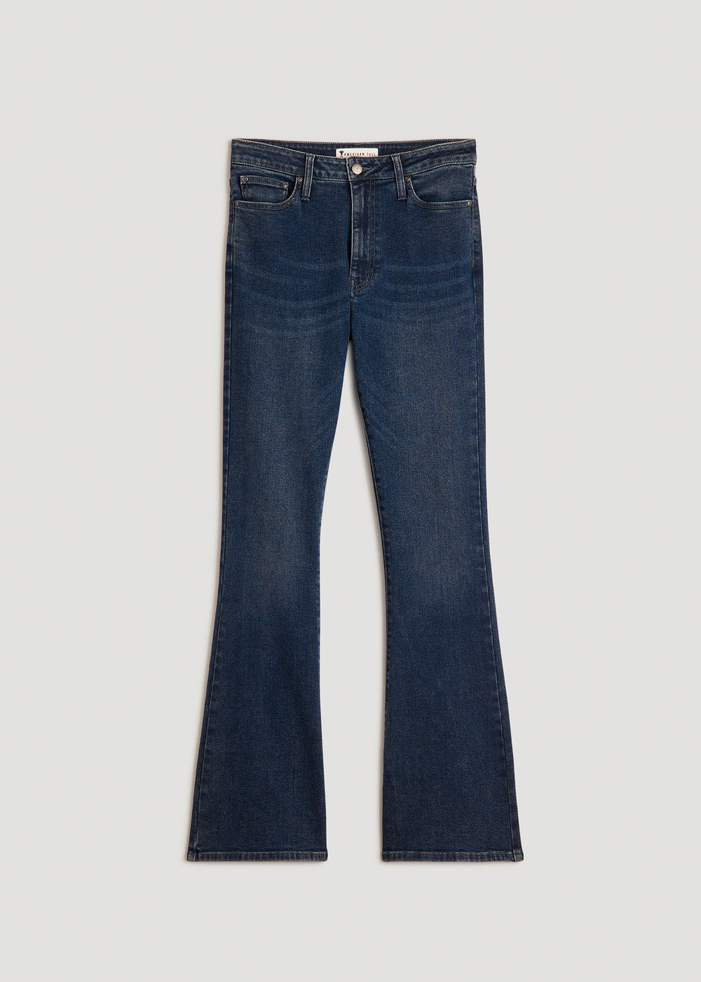 American Tall Outlet | Chloe High Rise Flare Jeans for Tall Women in Faded Dark Indigo