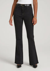 American Tall For Sale | Chloe High Rise Flare Jeans for Tall Women in Onyx Black Wash