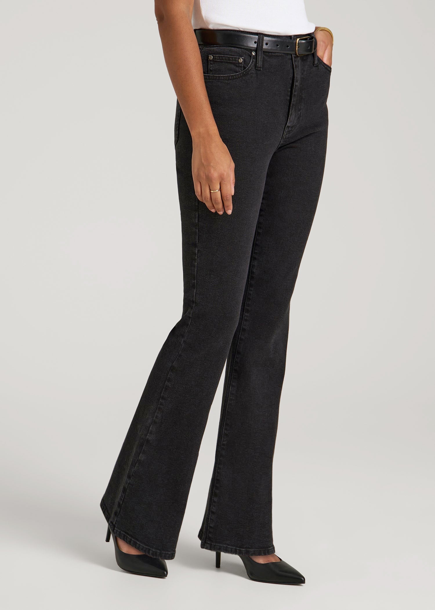 American Tall For Sale | Chloe High Rise Flare Jeans for Tall Women in Onyx Black Wash