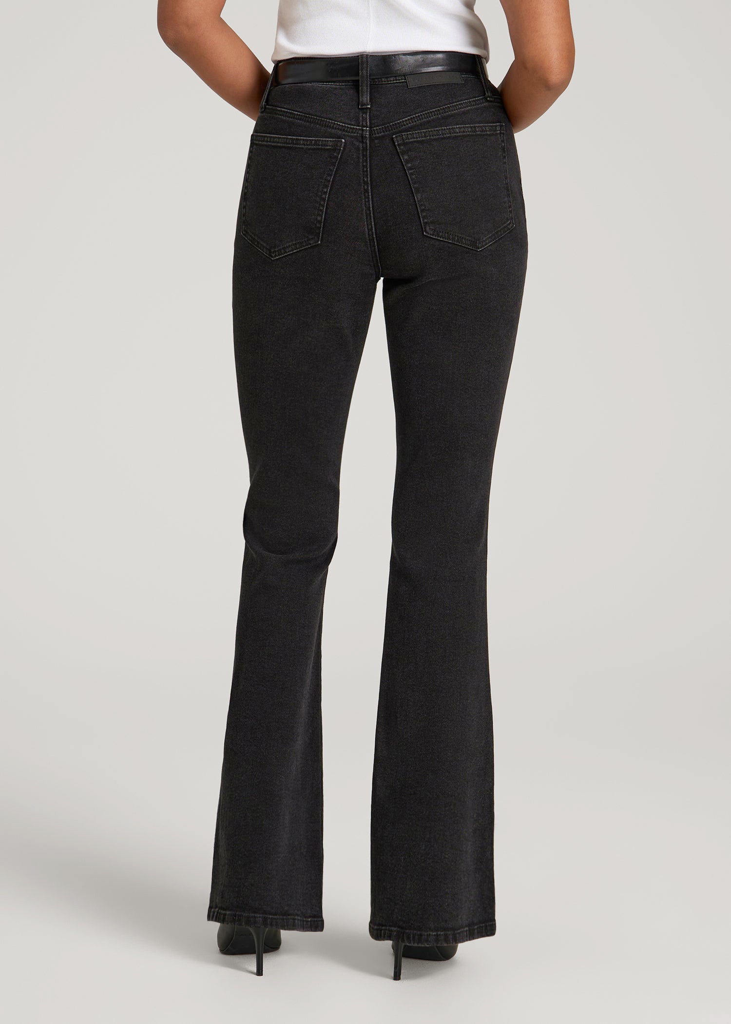American Tall For Sale | Chloe High Rise Flare Jeans for Tall Women in Onyx Black Wash