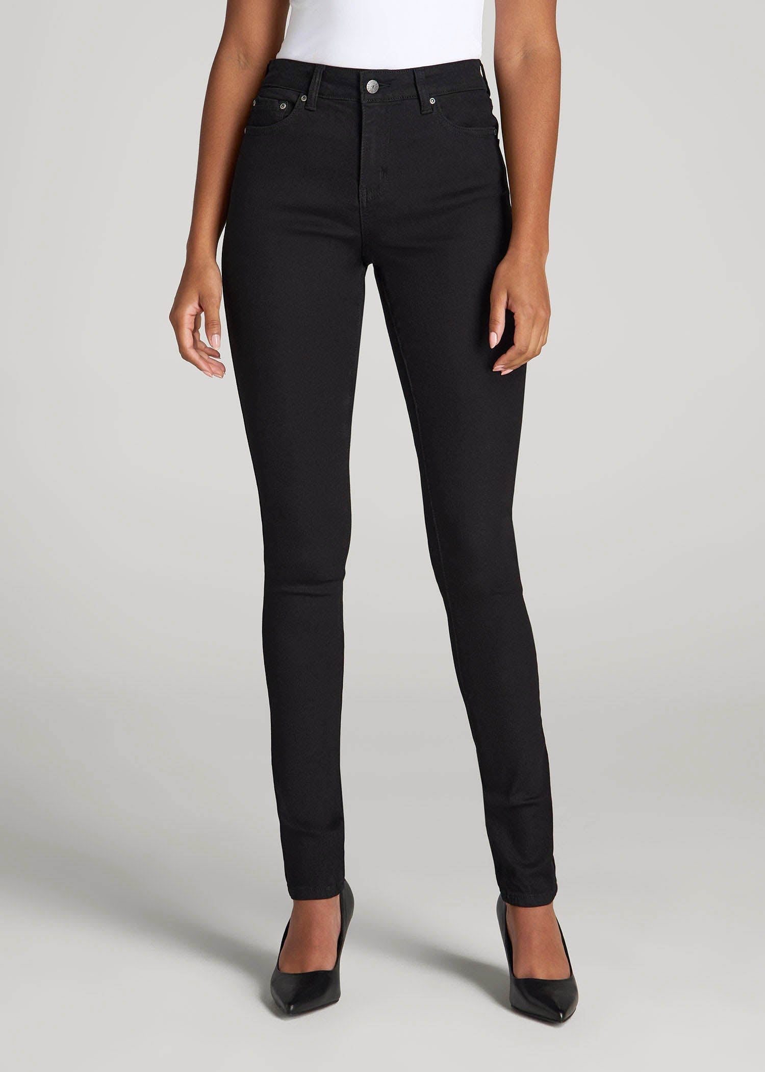 American Tall Discount | Sarah Mid-Rise Skinny Jeans for Tall Women in Black