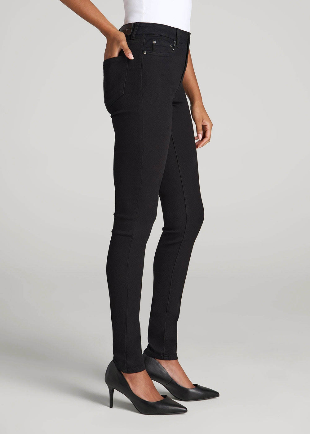 American Tall Discount | Sarah Mid-Rise Skinny Jeans for Tall Women in Black