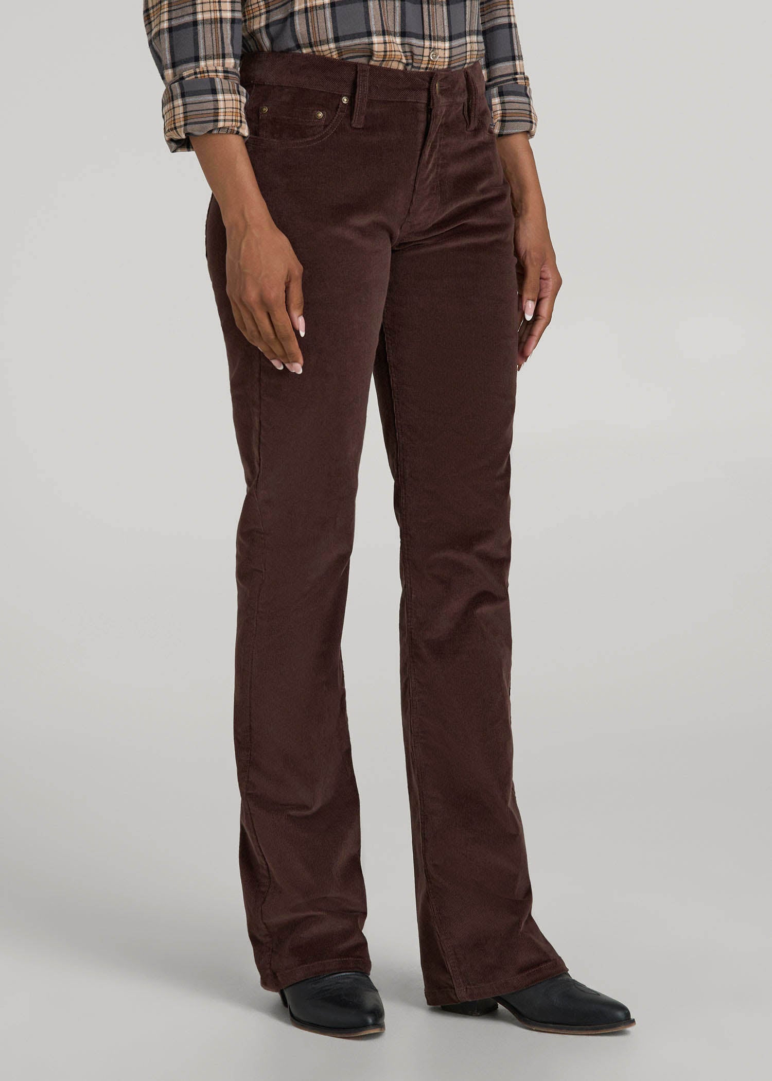 American Tall Outlet | Mid-Rise Mini Bootcut Corduroy Pants for Tall Women in Espresso