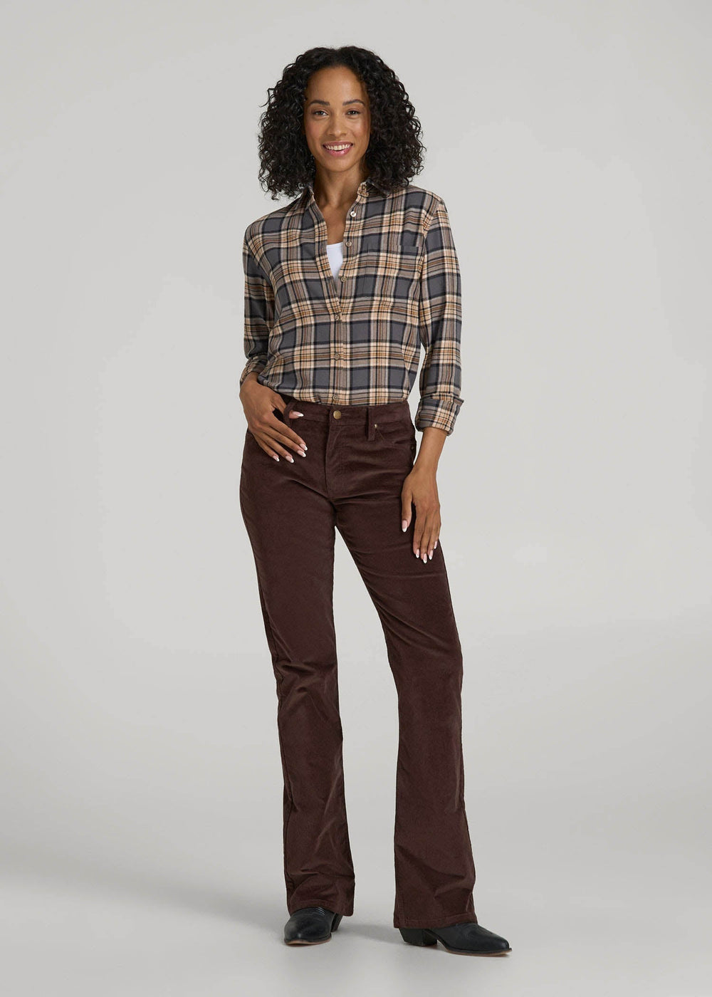 American Tall Outlet | Mid-Rise Mini Bootcut Corduroy Pants for Tall Women in Espresso