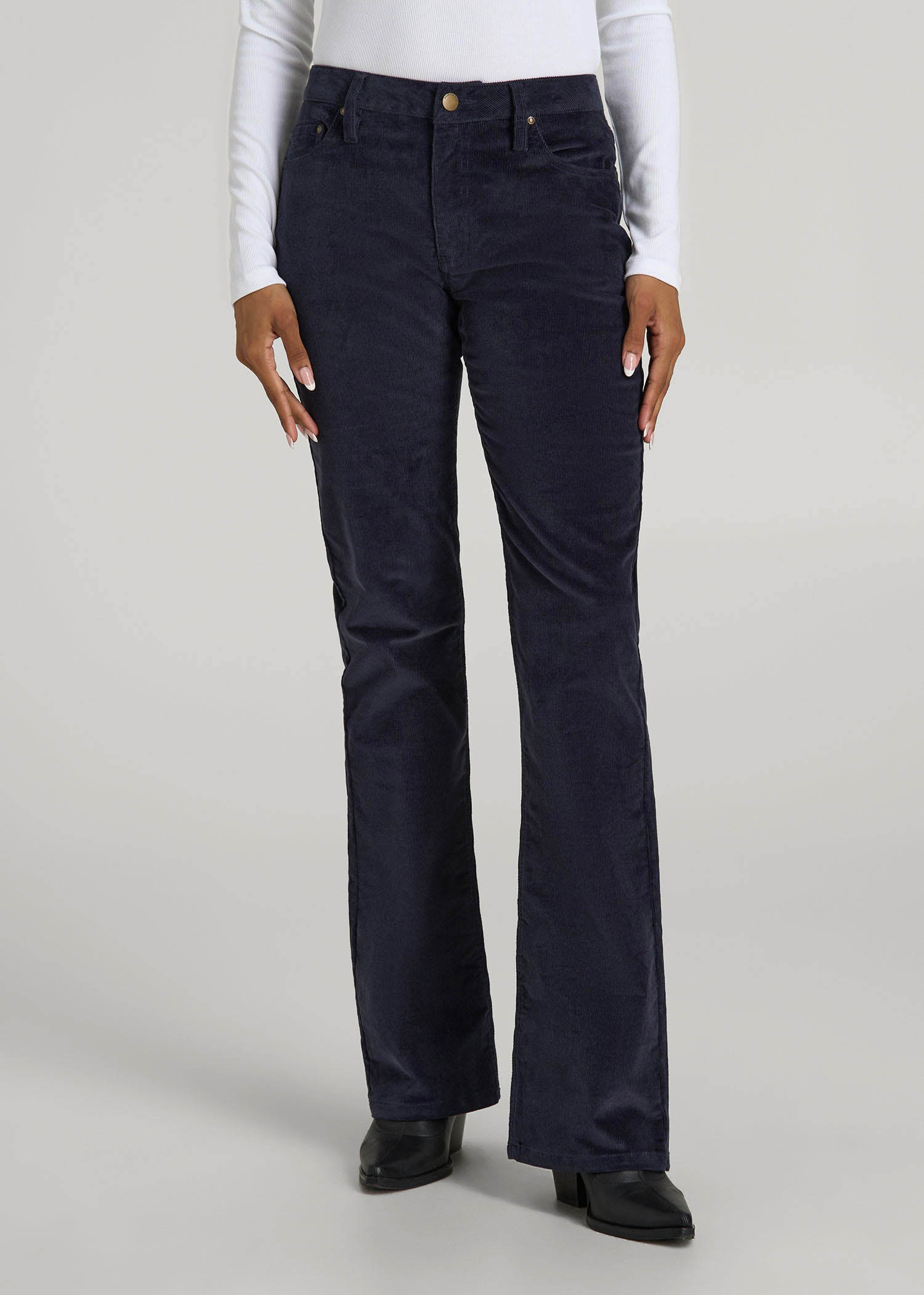 American Tall For Sale | Mid-Rise Mini Bootcut Corduroy Pants for Tall Women in Patriot Blue