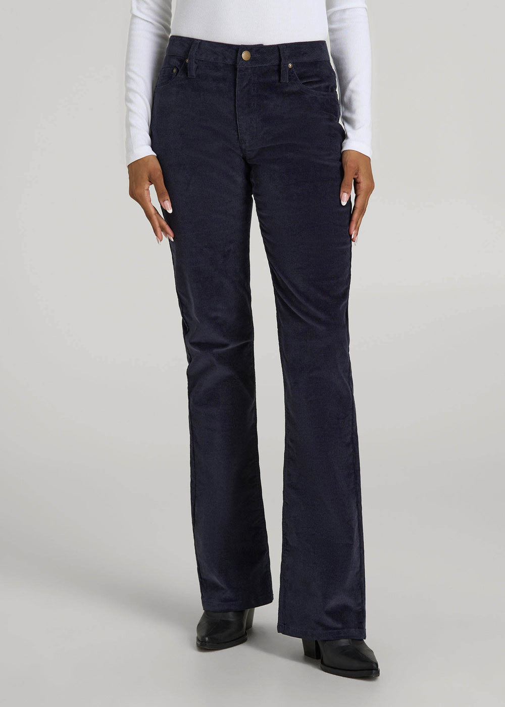 American Tall For Sale | Mid-Rise Mini Bootcut Corduroy Pants for Tall Women in Patriot Blue