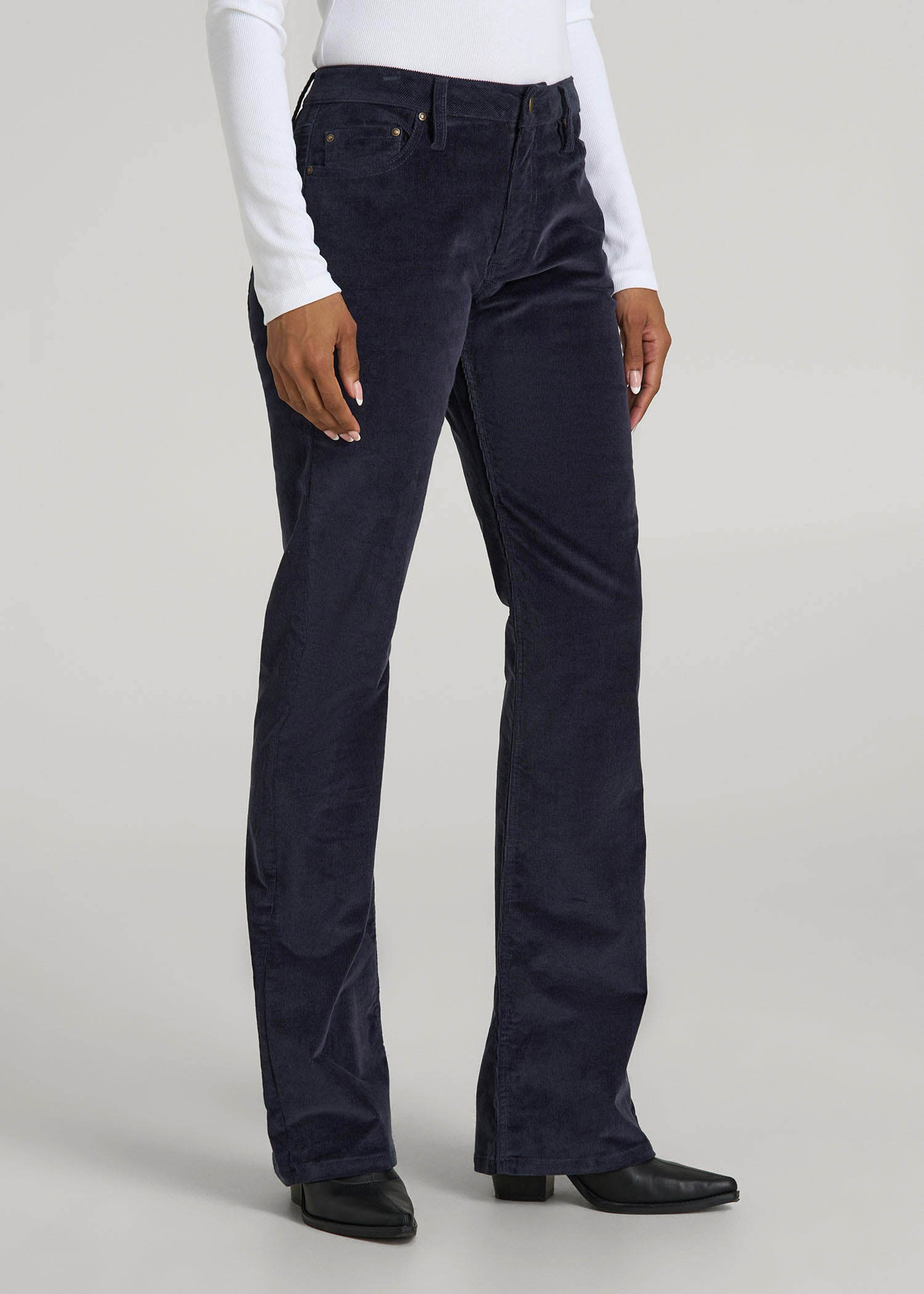 American Tall For Sale | Mid-Rise Mini Bootcut Corduroy Pants for Tall Women in Patriot Blue