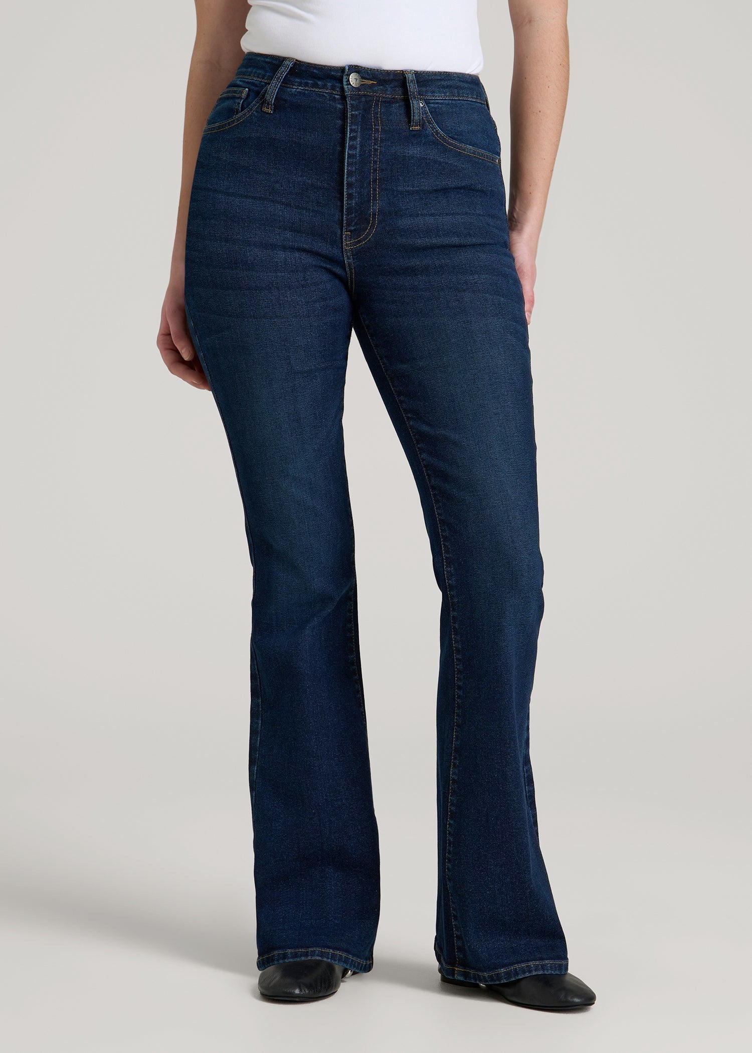 American Tall Online Shop | Chloe High Rise Flare Jeans for Tall Women in Indigo Dusk