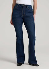 American Tall Online Shop | Chloe High Rise Flare Jeans for Tall Women in Indigo Dusk