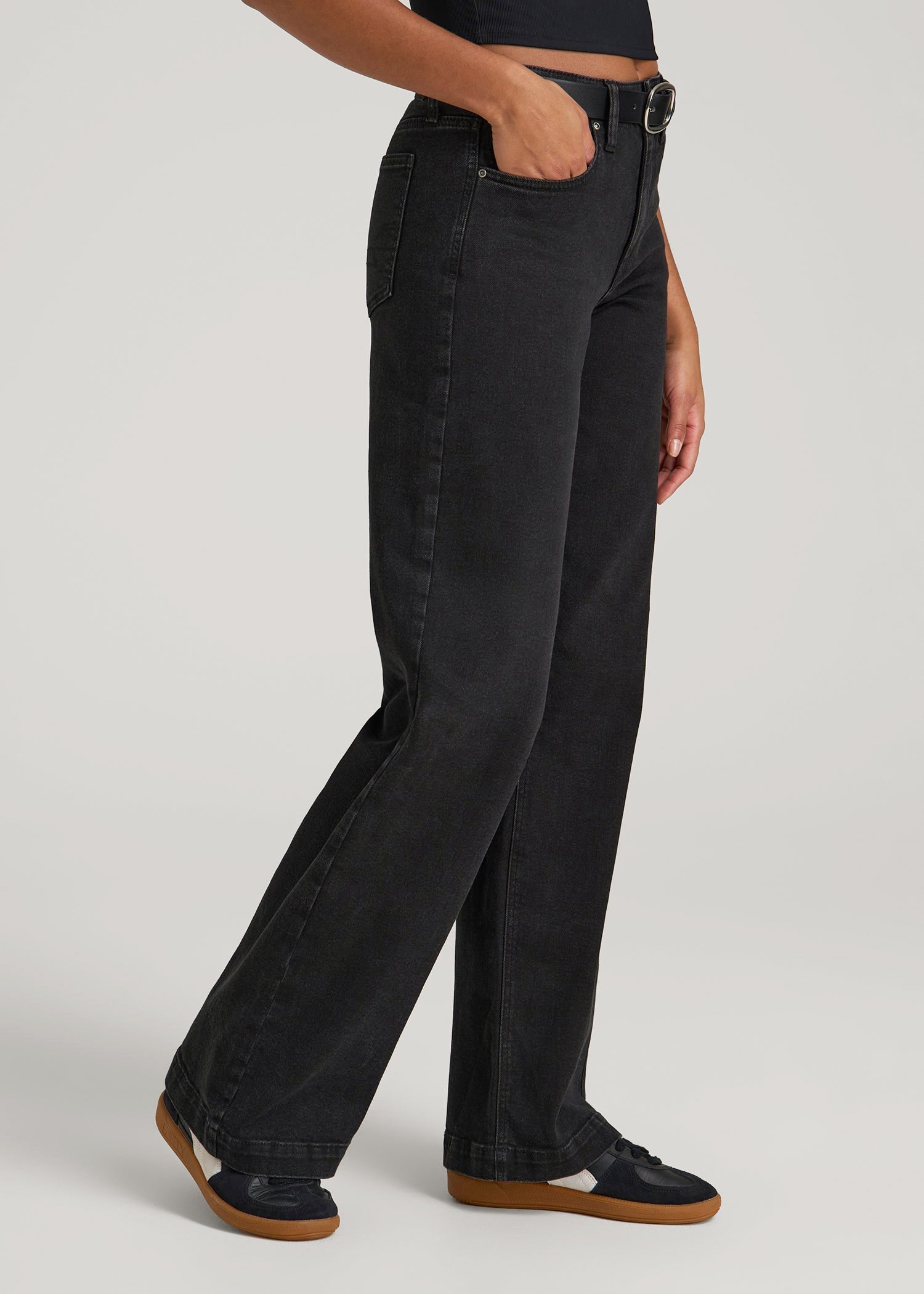 American Tall Discount | Luna High-Rise Wide-Leg Jeans for Tall Women in Onyx Black Wash
