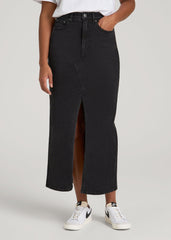 American Tall Discount | Denim Maxi Skirt for Tall Women in Onyx Black Wash