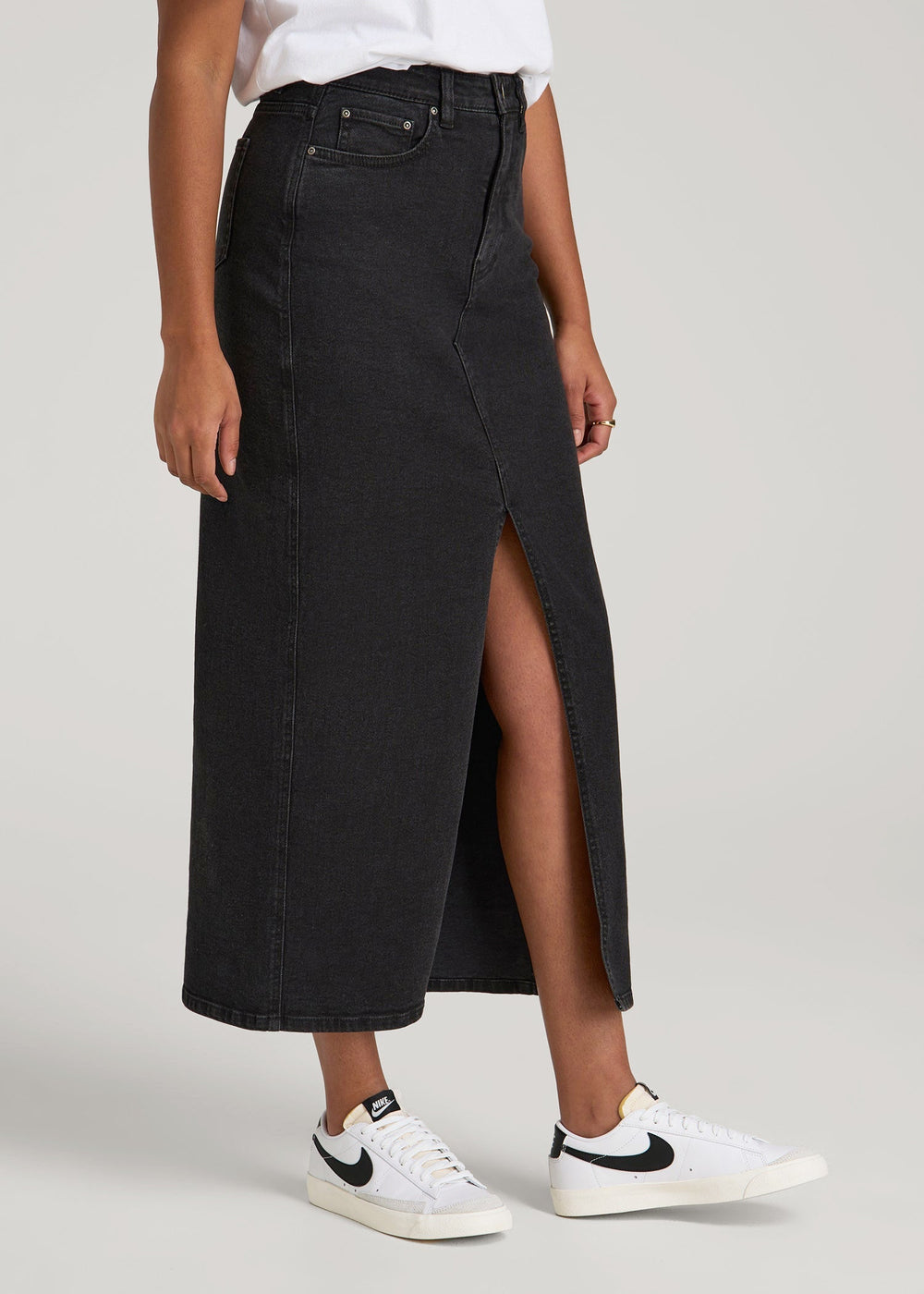 American Tall Discount | Denim Maxi Skirt for Tall Women in Onyx Black Wash