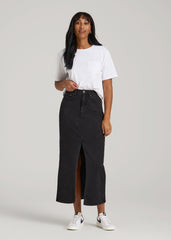 American Tall Discount | Denim Maxi Skirt for Tall Women in Onyx Black Wash