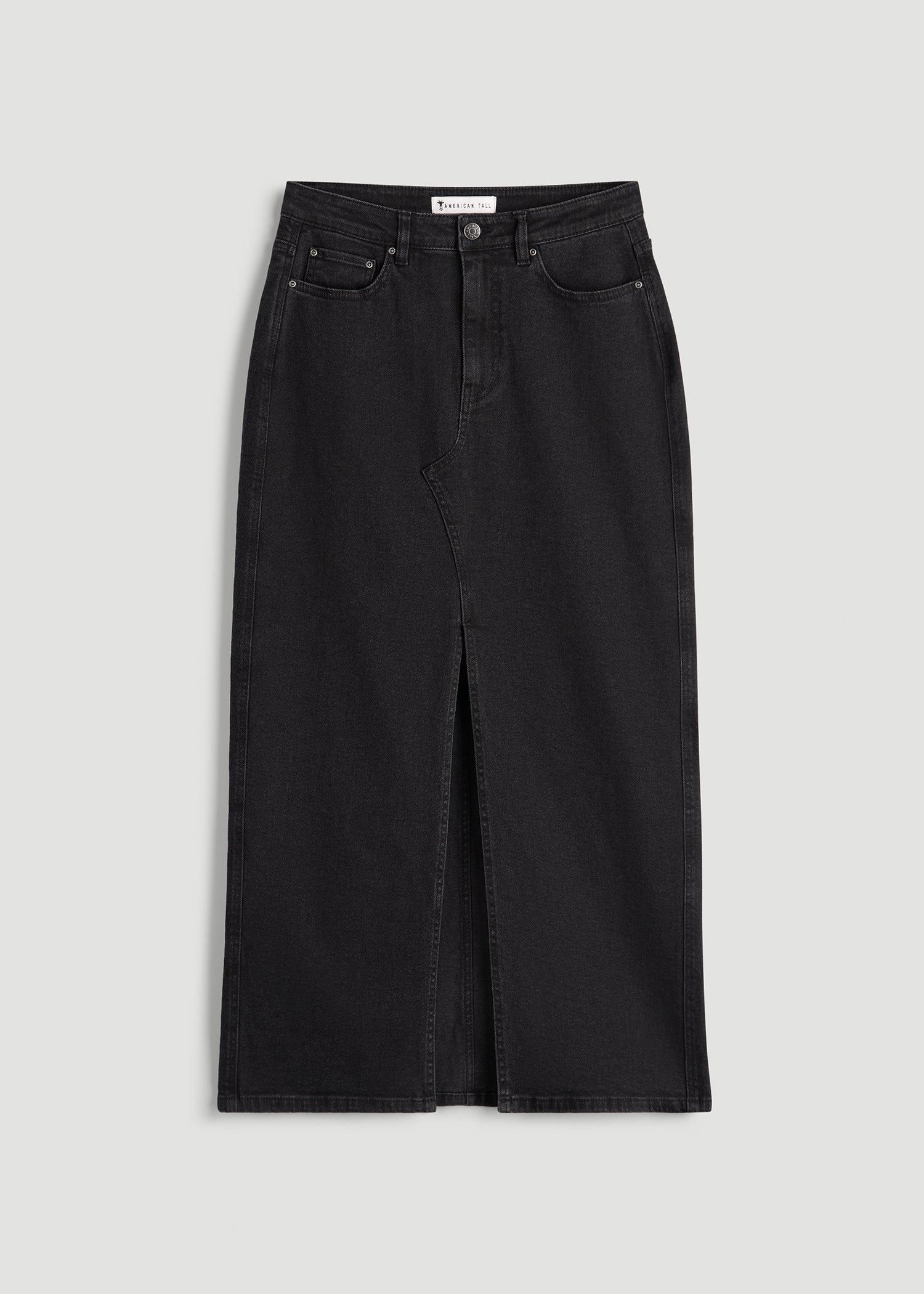 American Tall Discount | Denim Maxi Skirt for Tall Women in Onyx Black Wash