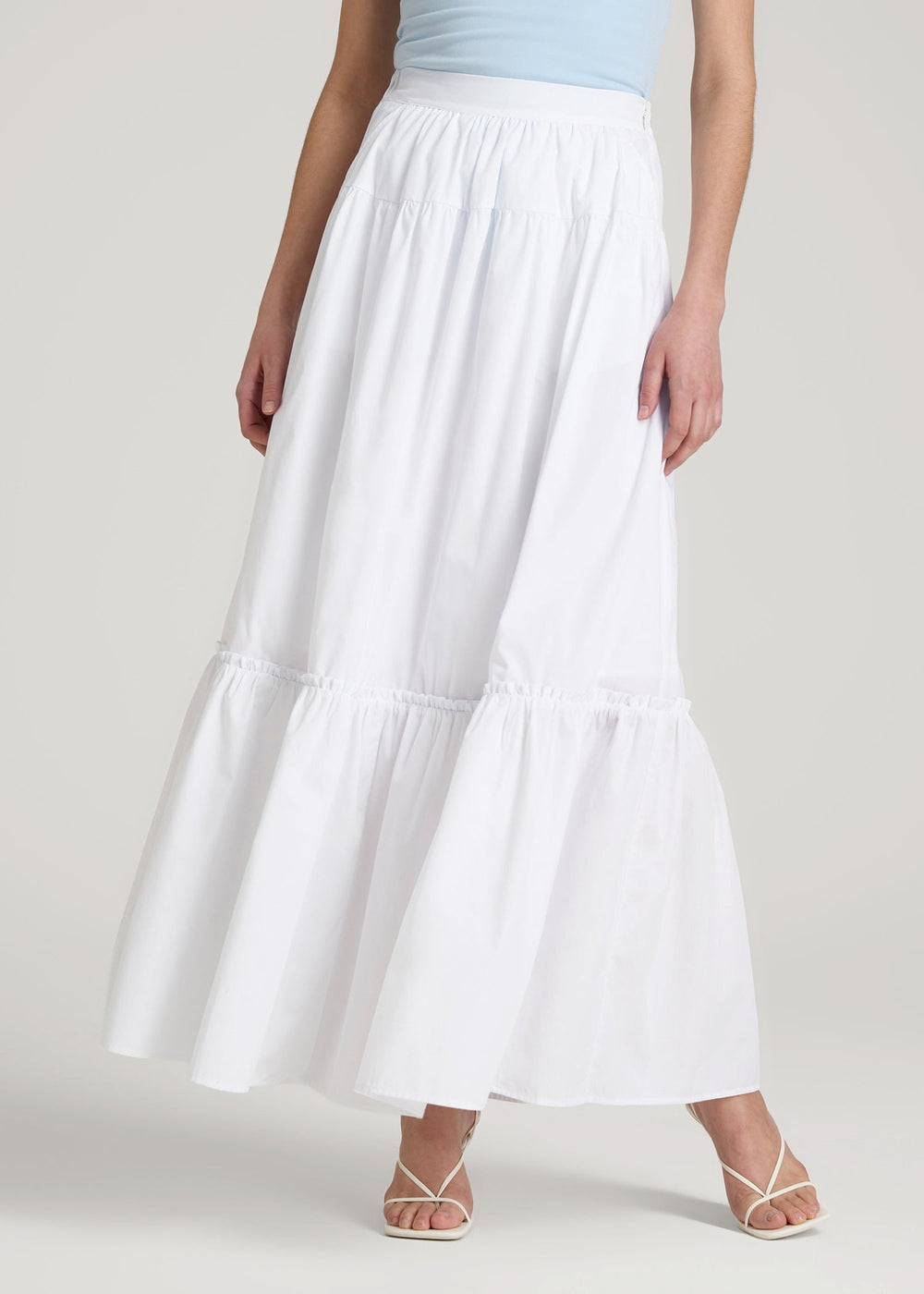 American Tall Online | Tiered Cotton Maxi Skirt for Tall Women in White