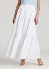 American Tall Online | Tiered Cotton Maxi Skirt for Tall Women in White