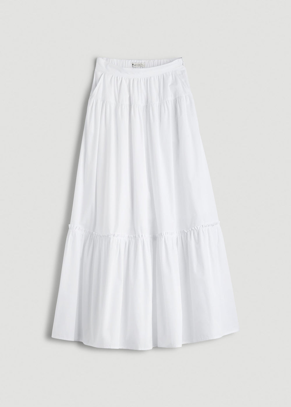 American Tall Online | Tiered Cotton Maxi Skirt for Tall Women in White