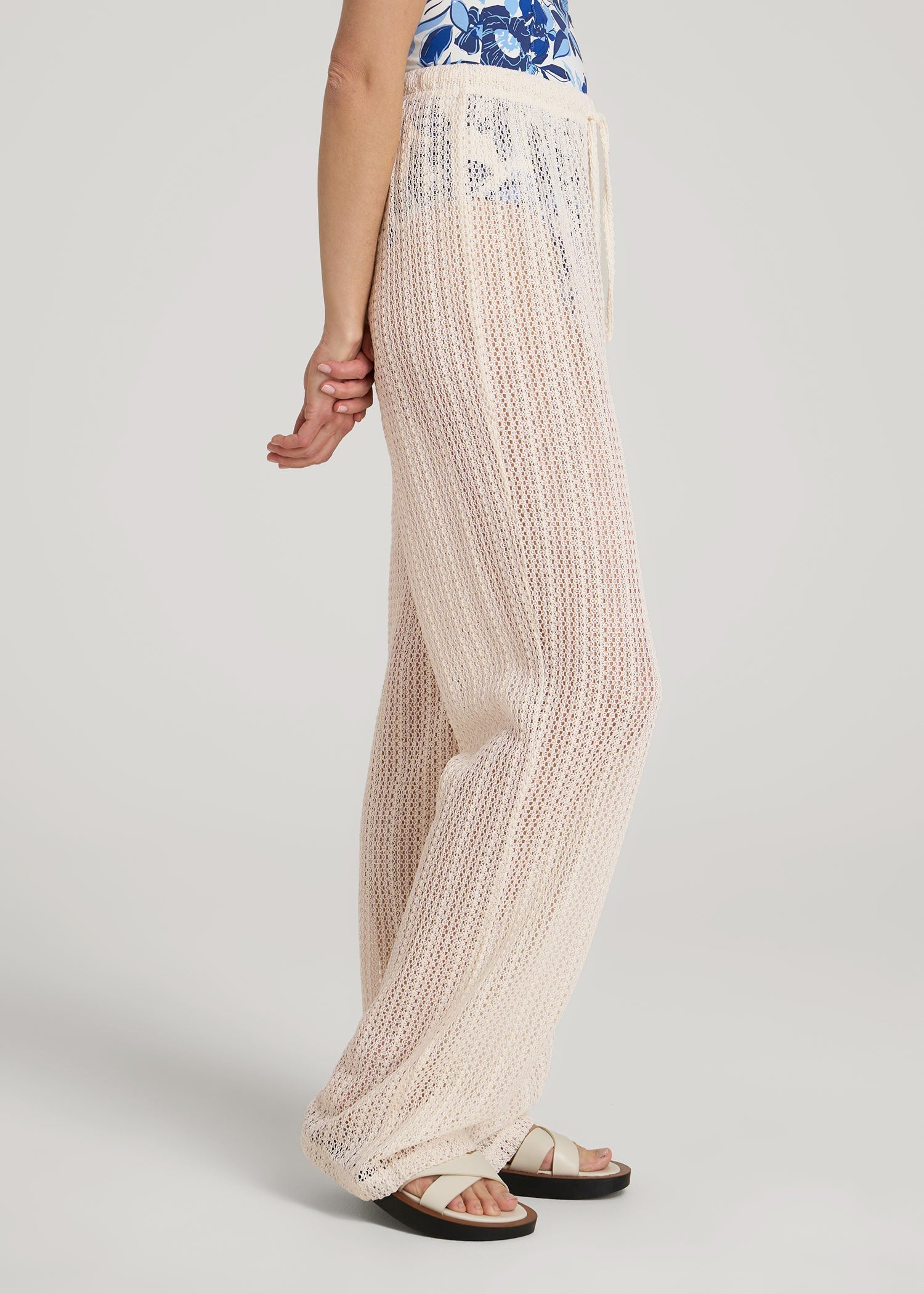 American Tall Sale | Openwork Knit Pants for Tall Women in Natural