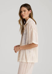 American Tall Outlet | Openwork Loose Knit Top for Tall Women in Natural