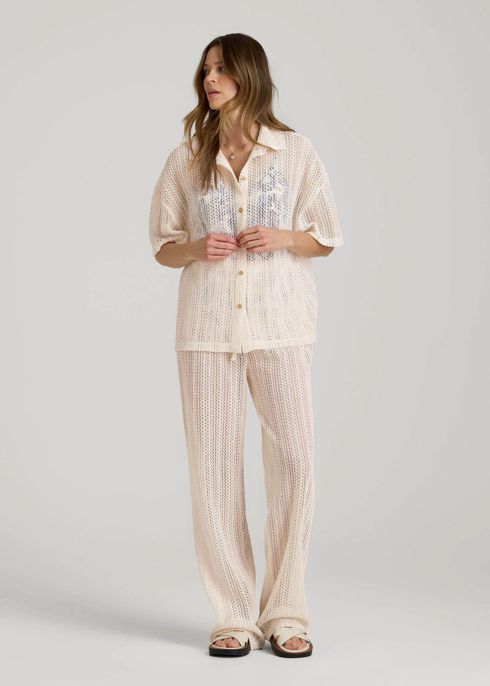 American Tall Outlet | Openwork Loose Knit Top for Tall Women in Natural