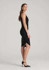American Tall For Sale | Ruched Jersey Midi Dress for Tall Women in Black