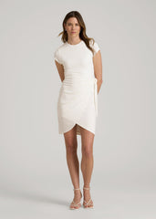 American Tall Online Shop | Cap Sleeve Wrap Mini Dress for Tall Women in White Alyssum