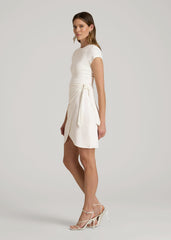 American Tall Online Shop | Cap Sleeve Wrap Mini Dress for Tall Women in White Alyssum