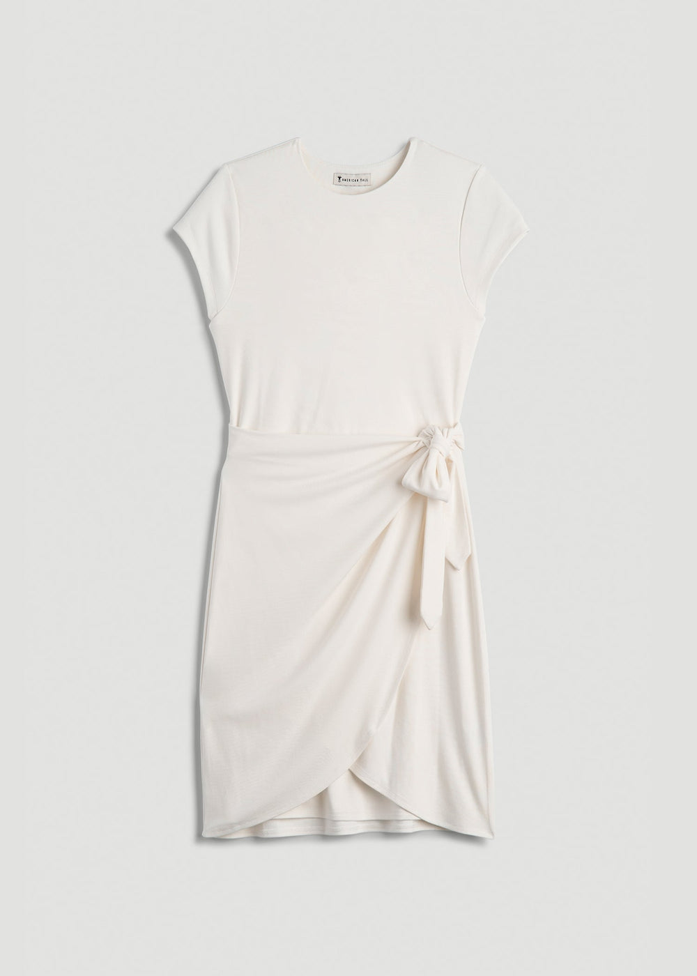 American Tall Online Shop | Cap Sleeve Wrap Mini Dress for Tall Women in White Alyssum