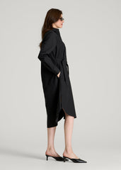 American Tall Sale | Relaxed Poplin Shirtdress for Tall Women in Black