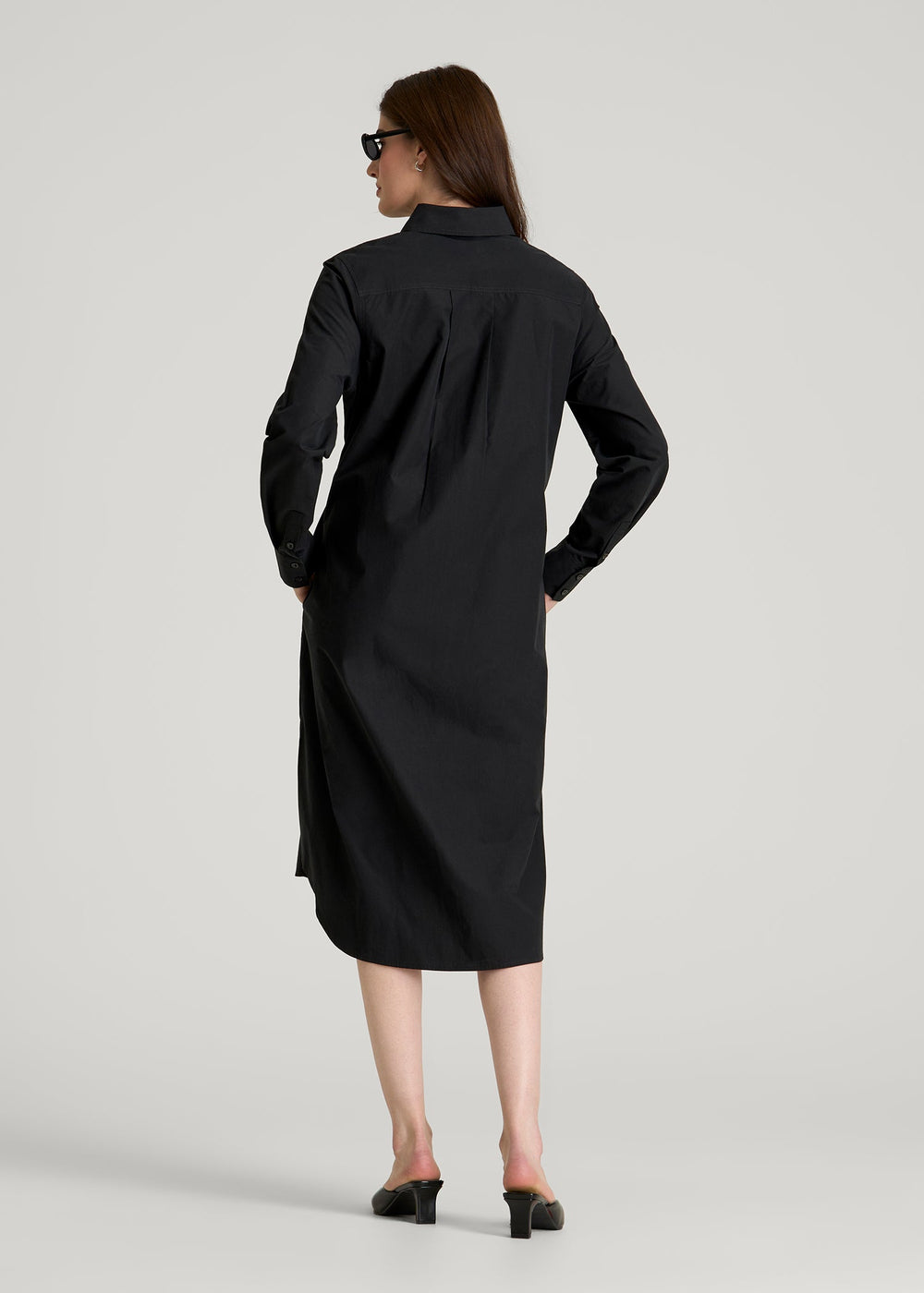American Tall Sale | Relaxed Poplin Shirtdress for Tall Women in Black