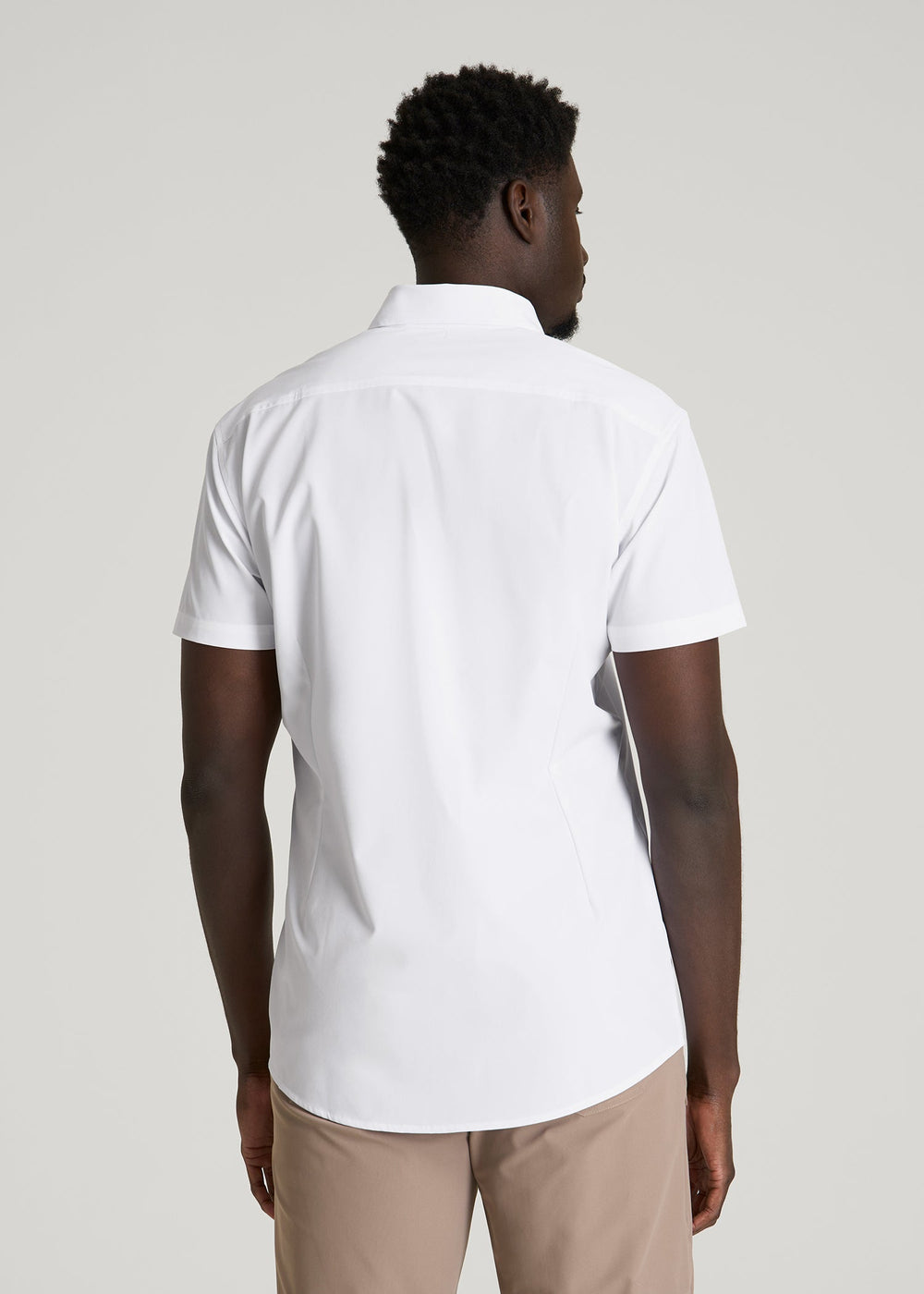 American Tall Sale | Short Sleeve Traveler Stretch Button Shirt for Tall Men in White