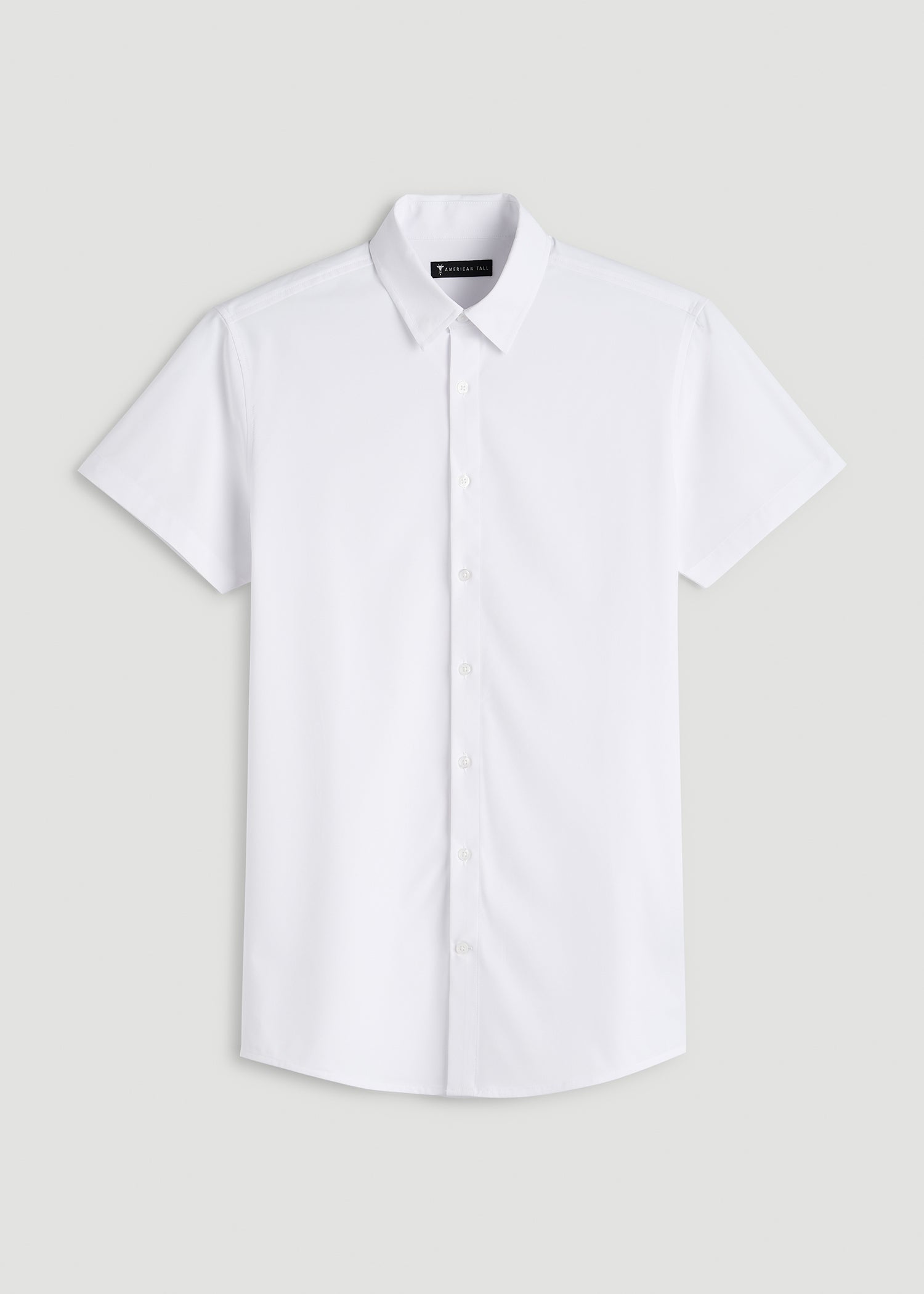 American Tall Sale | Short Sleeve Traveler Stretch Button Shirt for Tall Men in White