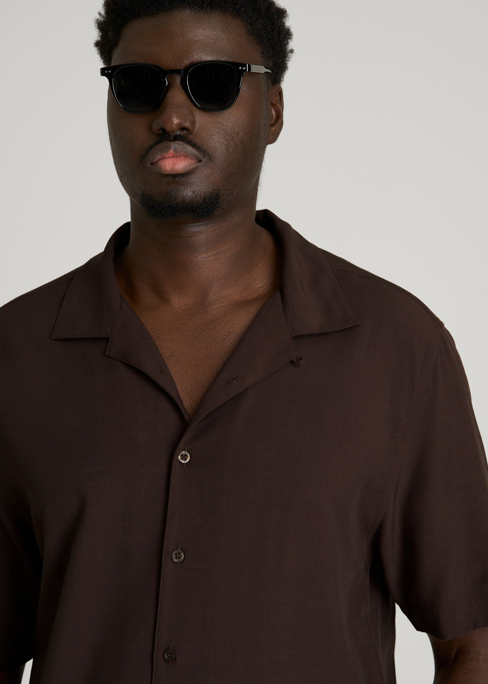 American Tall Outlet | Short Sleeve Resort Shirt for Tall Men in Espresso