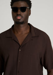 American Tall Outlet | Short Sleeve Resort Shirt for Tall Men in Espresso