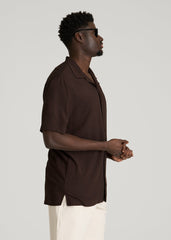 American Tall Outlet | Short Sleeve Resort Shirt for Tall Men in Espresso