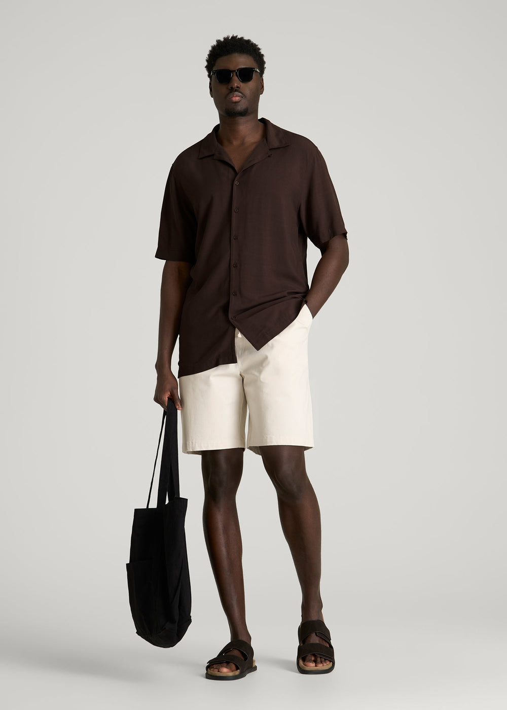 American Tall Outlet | Short Sleeve Resort Shirt for Tall Men in Espresso