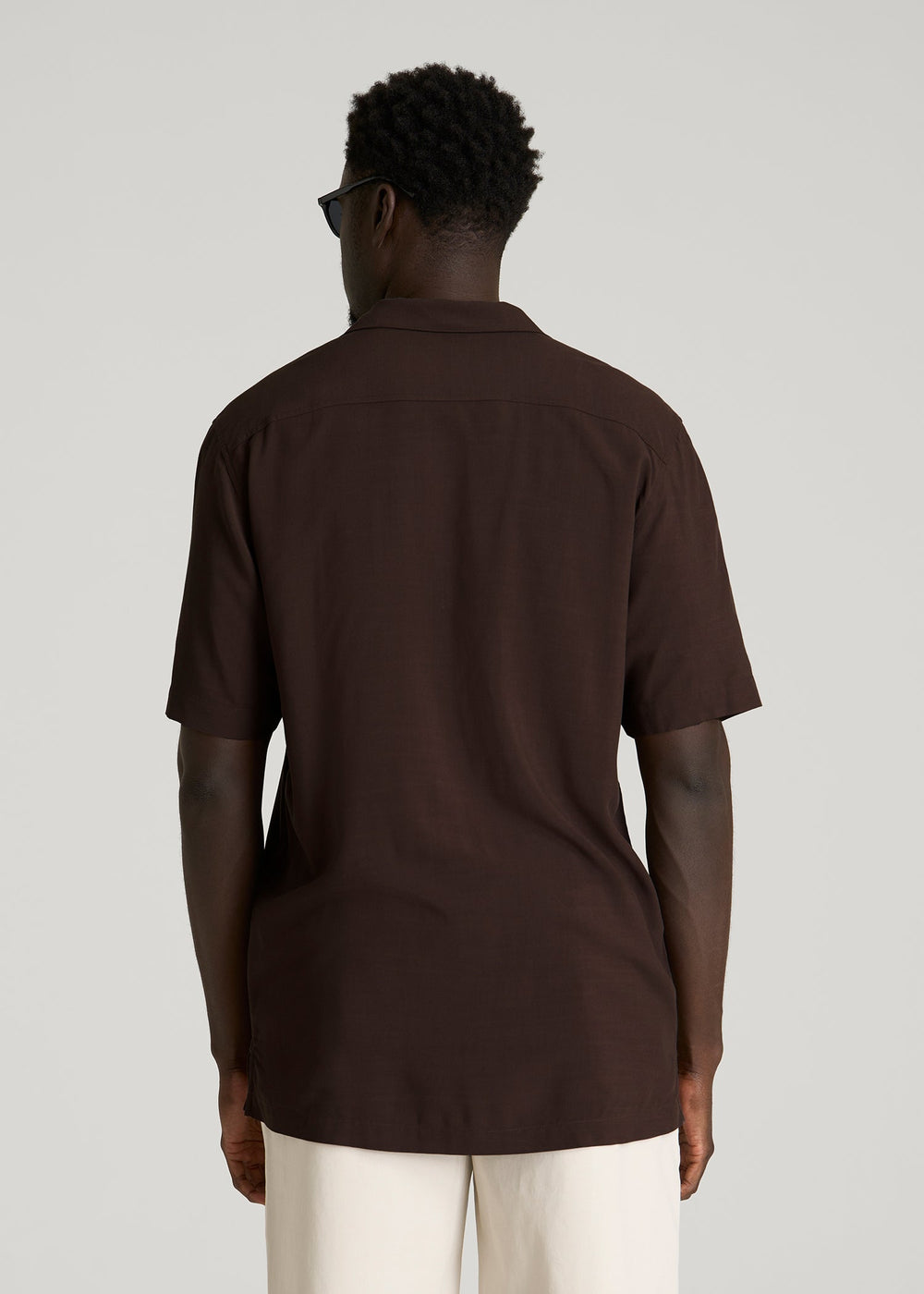 American Tall Outlet | Short Sleeve Resort Shirt for Tall Men in Espresso
