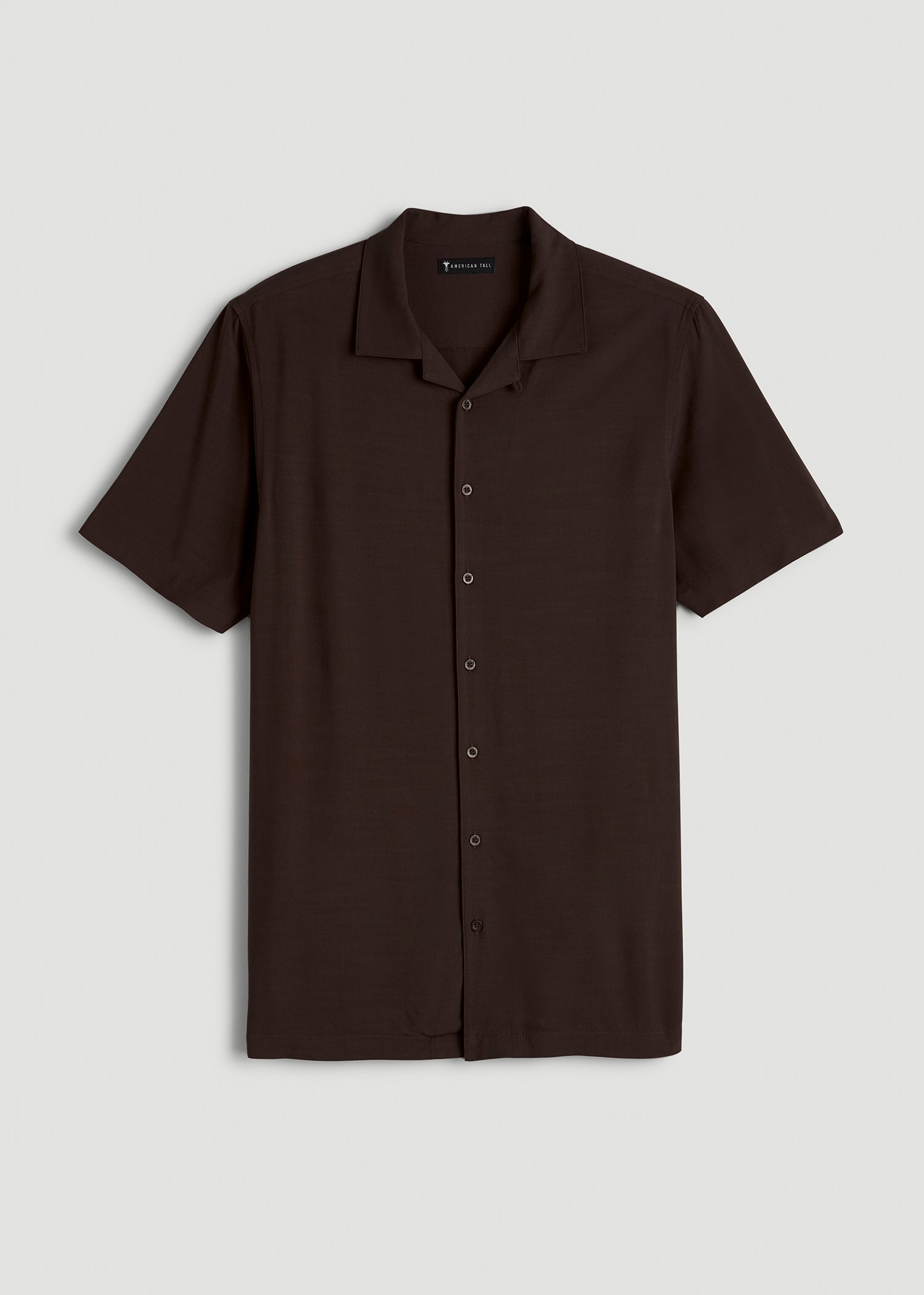 American Tall Outlet | Short Sleeve Resort Shirt for Tall Men in Espresso