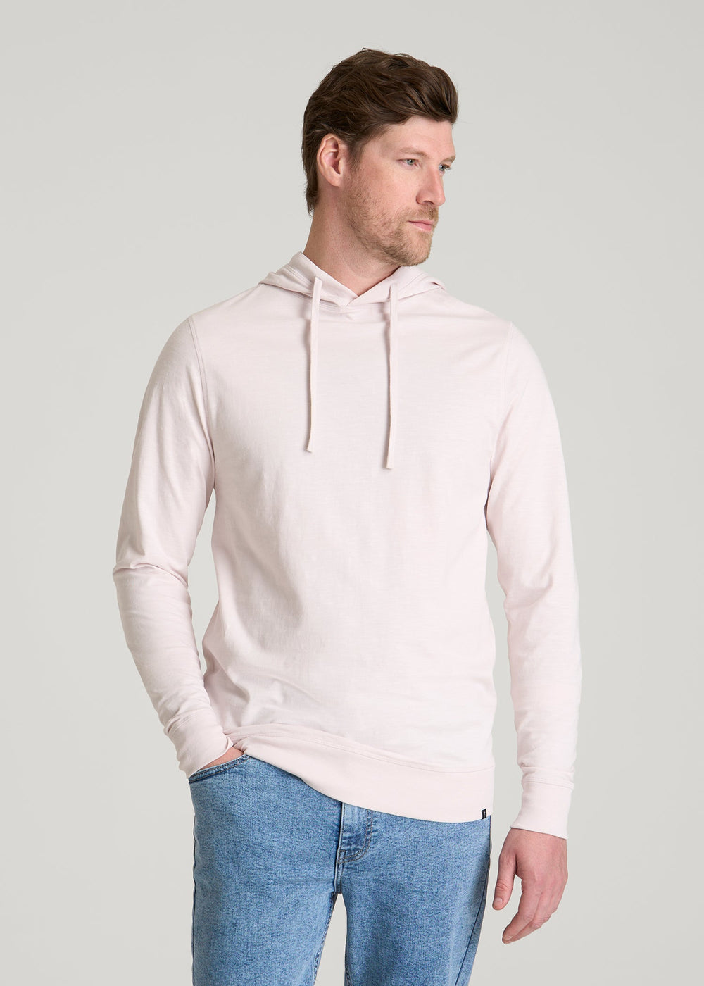 American Tall For Sale | Sunwashed Slub Pullover Hoodie for Tall Men in Grey Lilac