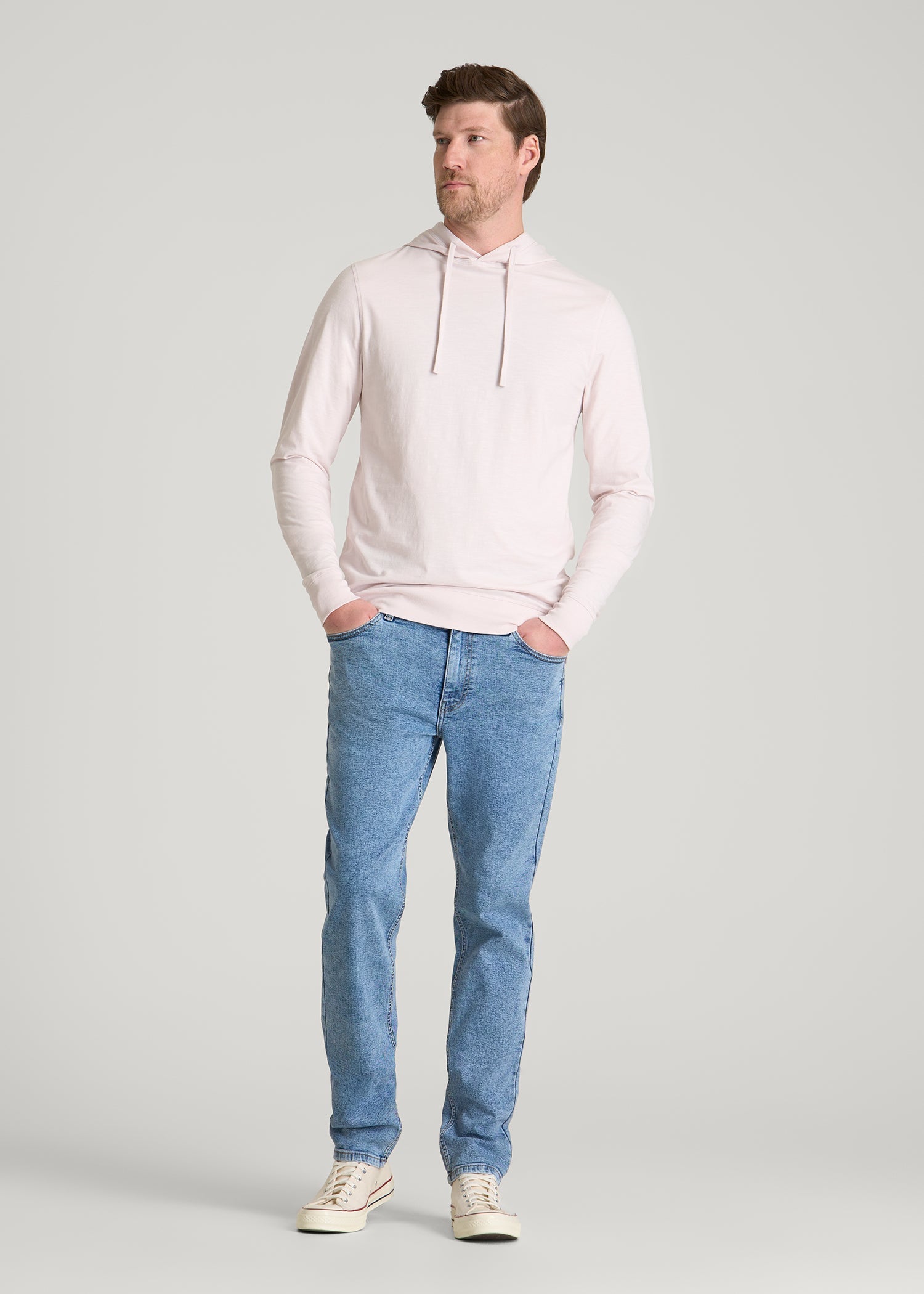 American Tall For Sale | Sunwashed Slub Pullover Hoodie for Tall Men in Grey Lilac