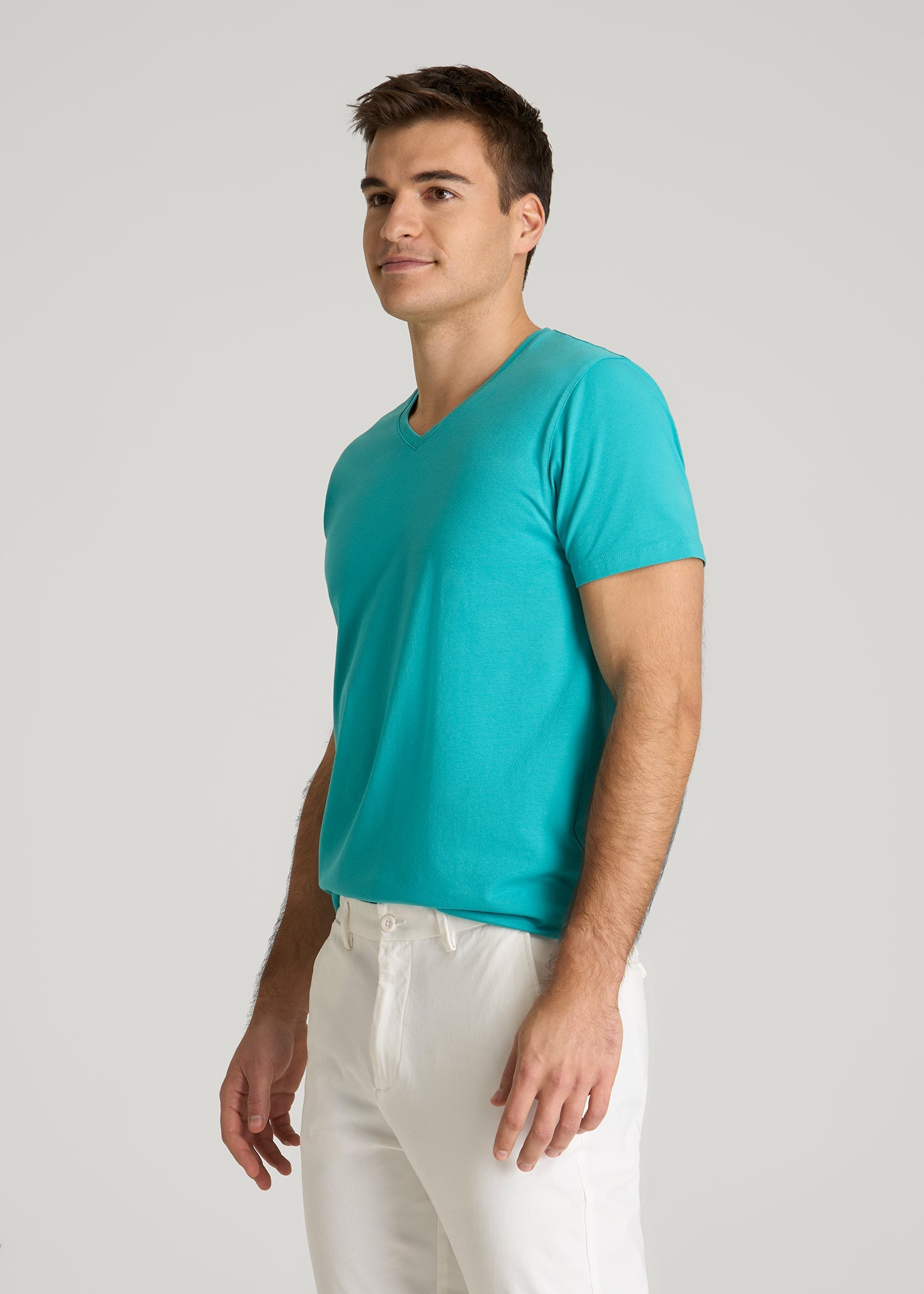 American Tall Online Shop | The Essential Modern Fit V-Neck Tee for Tall Men in Baltic Turquoise