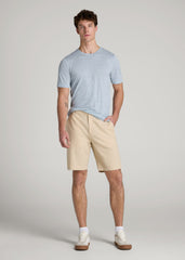 American Tall Sale | Linen Crewneck T-Shirt for Tall Men in Sky Blue Mix