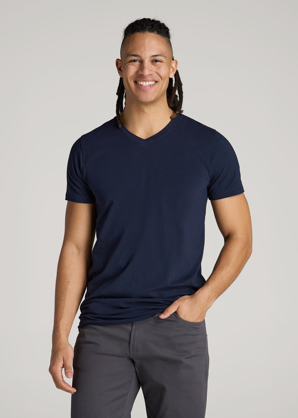 American Tall Outlet | The Essential Modern Fit V-Neck Tee for Tall Men in True Navy