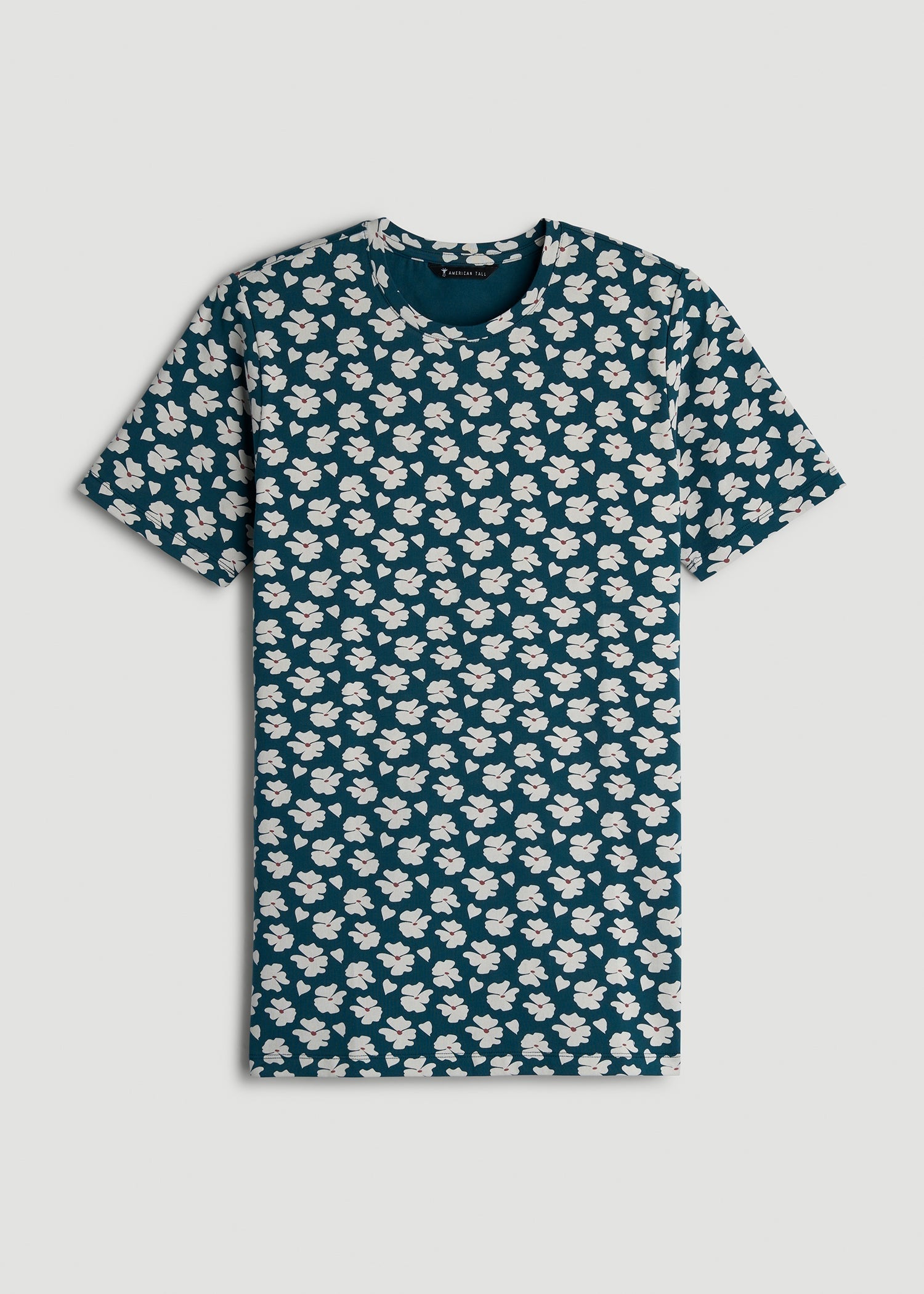 American Tall For Sale | Stretch Pima Cotton Printed Tee for Tall Men in Bright Blue Floral