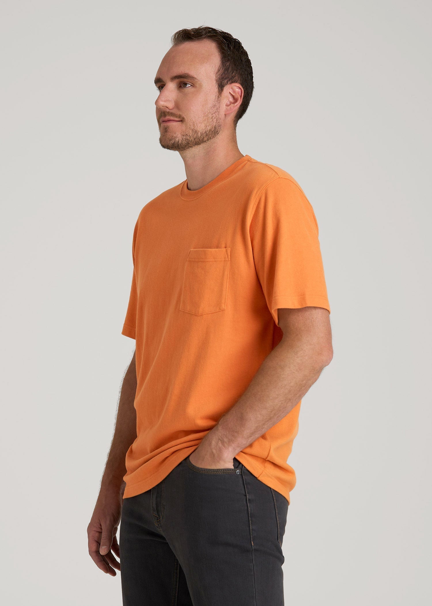 American Tall Online Shop | LJ&S Workwear Pocket T-Shirt for Tall Men in Marmalade
