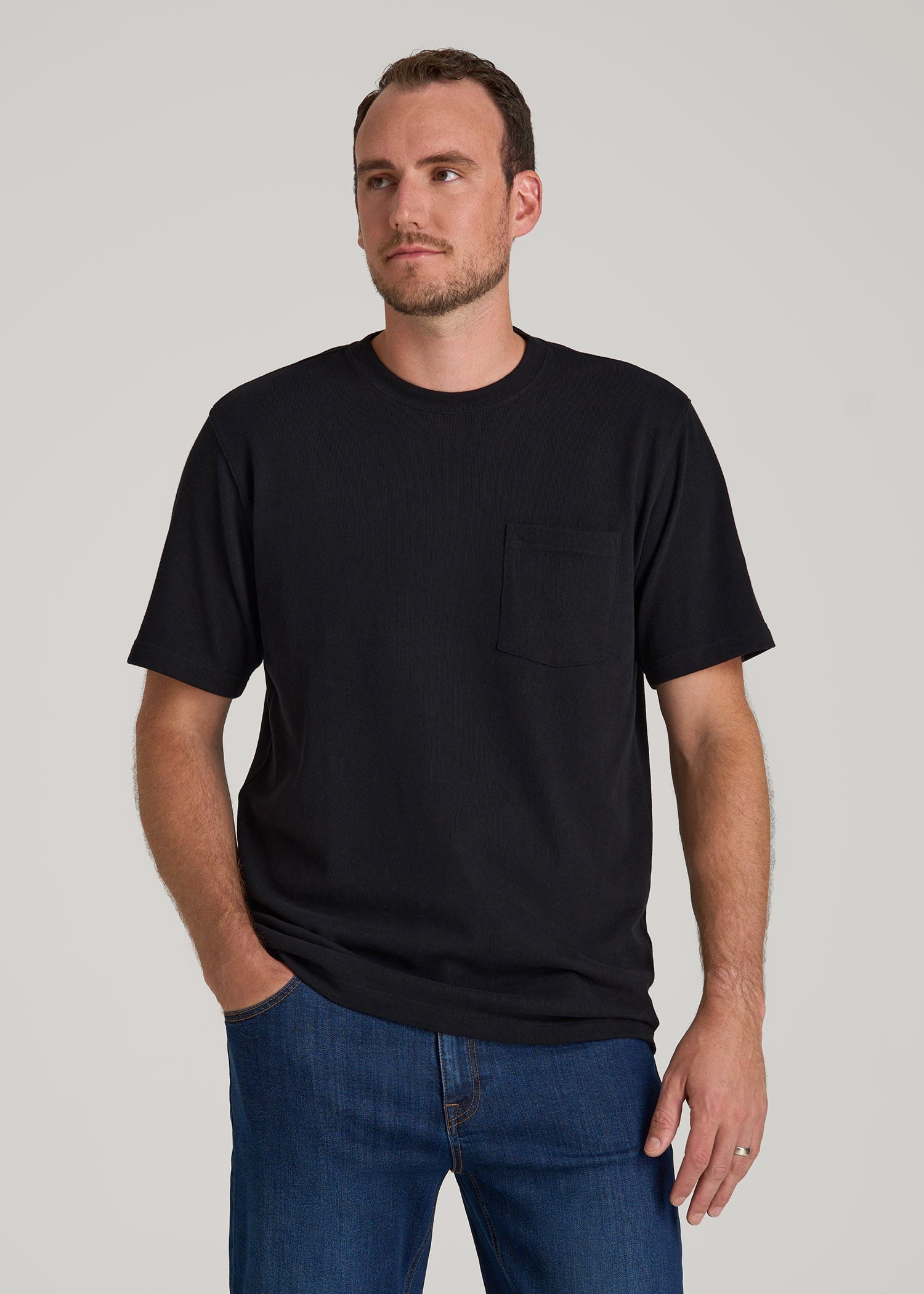 American Tall Discount | LJ&S Workwear Pocket T-Shirt for Tall Men in Black
