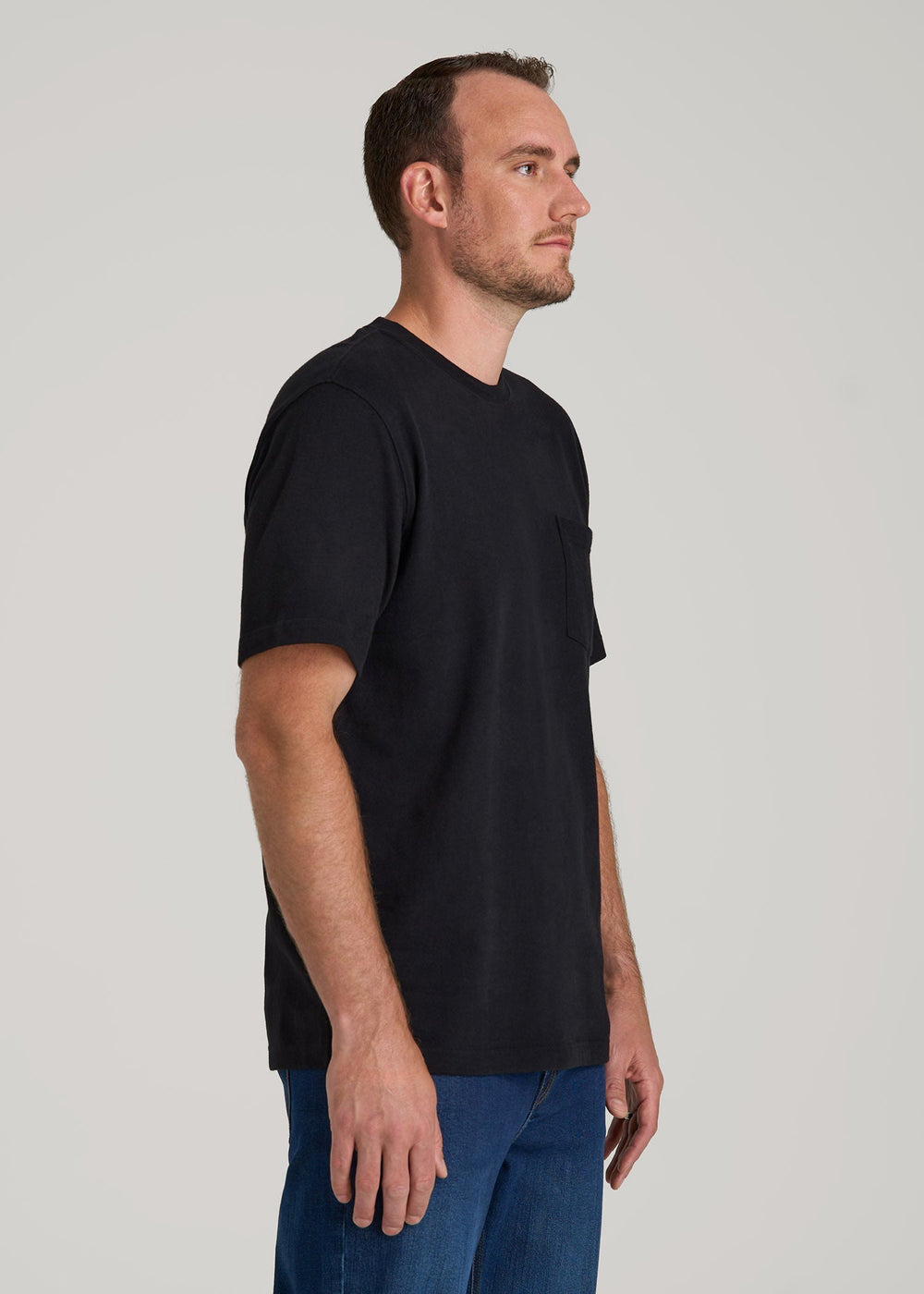 American Tall Discount | LJ&S Workwear Pocket T-Shirt for Tall Men in Black