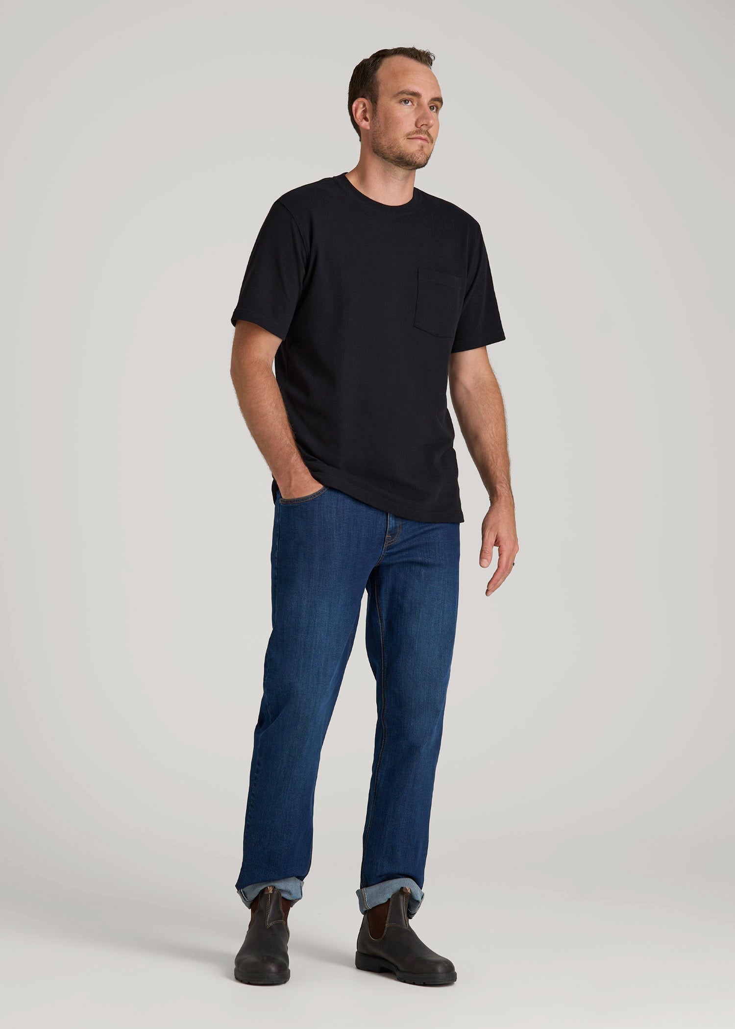 American Tall Discount | LJ&S Workwear Pocket T-Shirt for Tall Men in Black